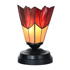 Lampe de table basse Tiffany noire avec Fleur de Vanneau 