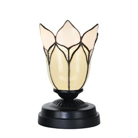 Lampe de table basse Tiffany noire avec Lovely Flower White