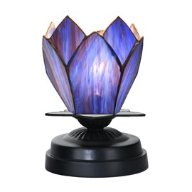 Lampe de table basse Tiffany noire avec Blue Lotus