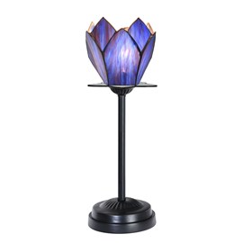 Lampe de table Tiffany slim noire avec Blue Lotus