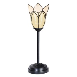 Lampe de table Tiffany slim noire avec Lovely Flower White